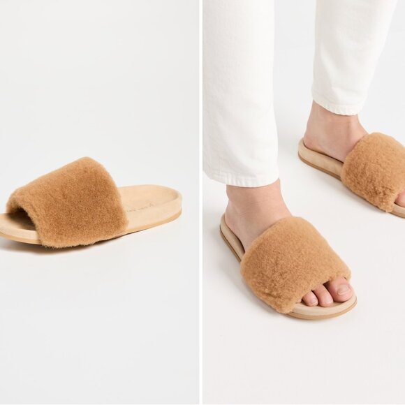NWOT Jenni Kayne Shearling Slide Sandals Size 39 - Picture 2 of 11
